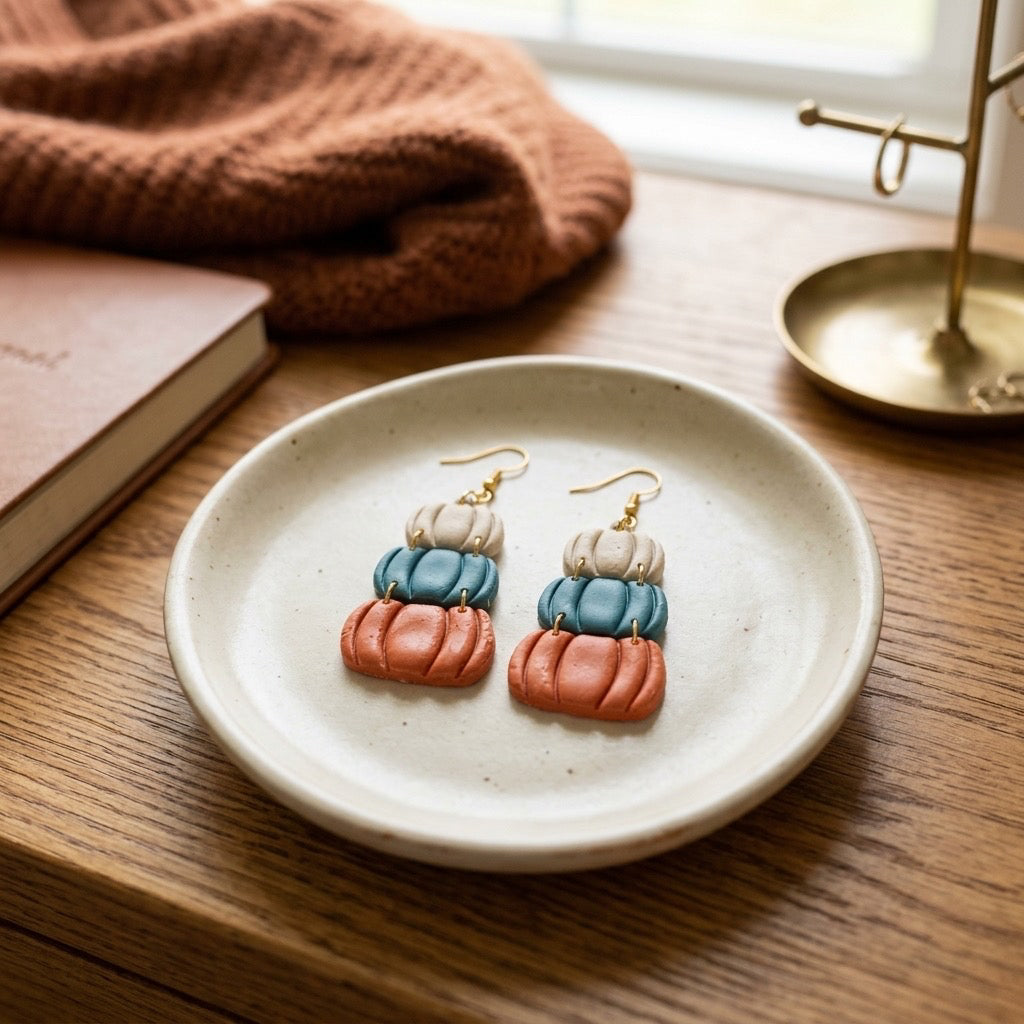 Matte Pumpkin Stack Dangles