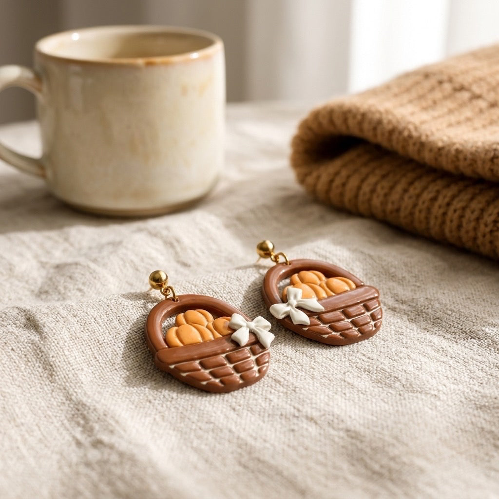 Pumpkin Basket Dangle Earrings