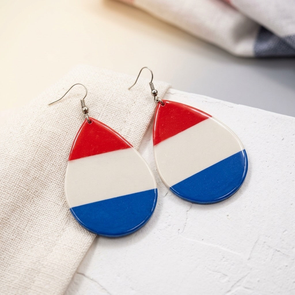 Patriotic Teardrop Dangle Earrings