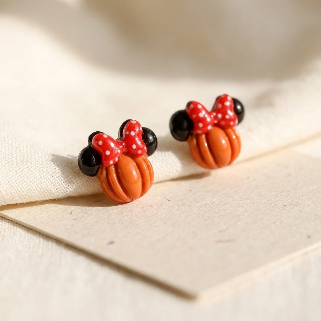 Pumpkin Bow Mouse Studs