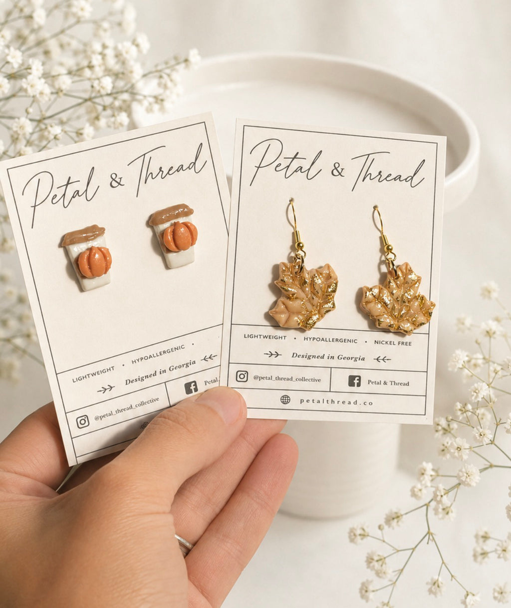 Pumpkin Spice Latte Stud Earrings