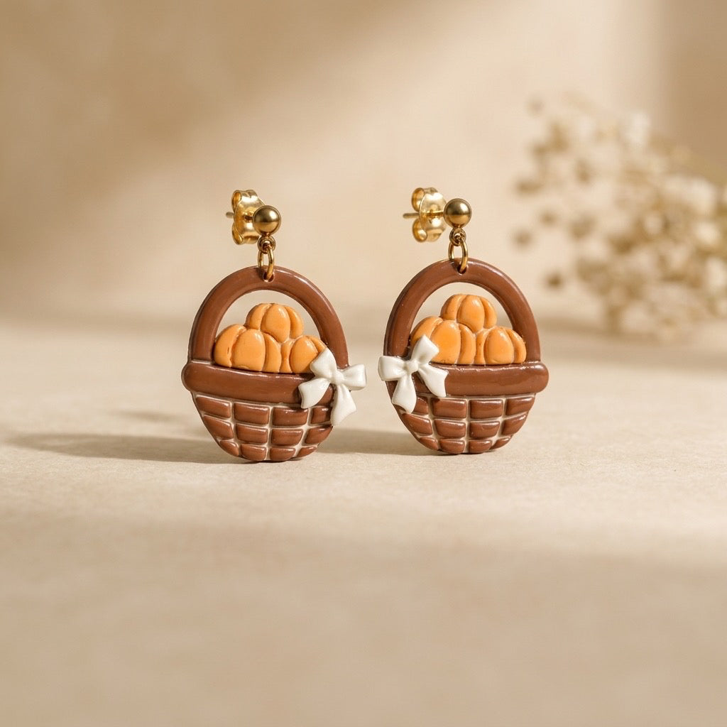 Pumpkin Basket Dangle Earrings