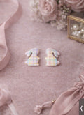 Pastel Plaid Bunny Stud Earrings | Easter Bunny Earrings | Nickel Free Studs