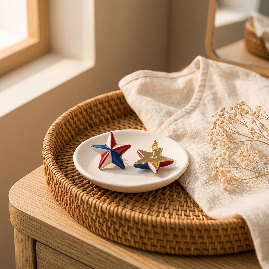 Patriotic Texas Star Stud Earrings