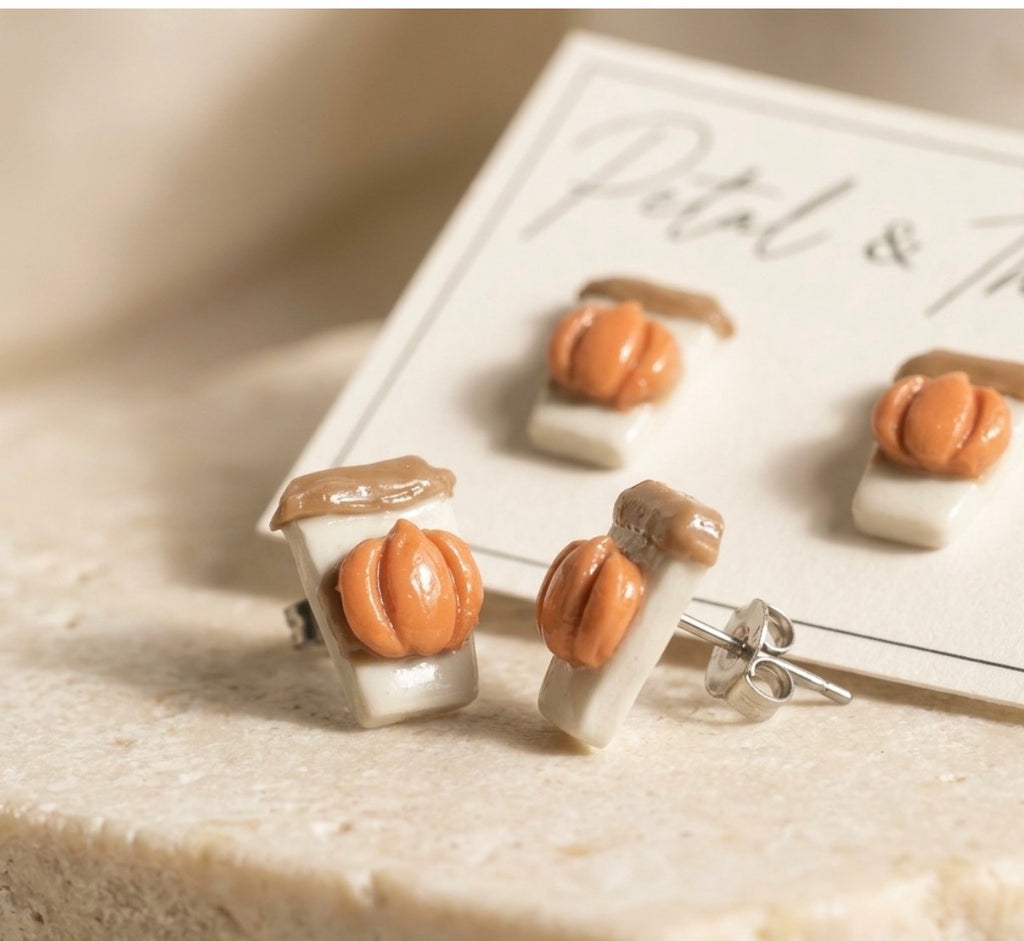 Pumpkin Spice Latte Stud Earrings