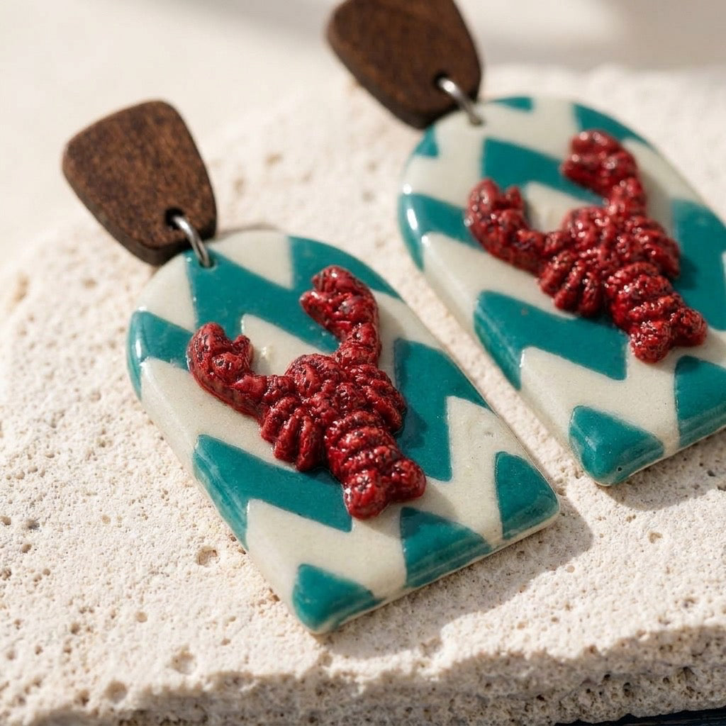 Lobster Shack Coastal Dangles – Handmade Nautical Earrings