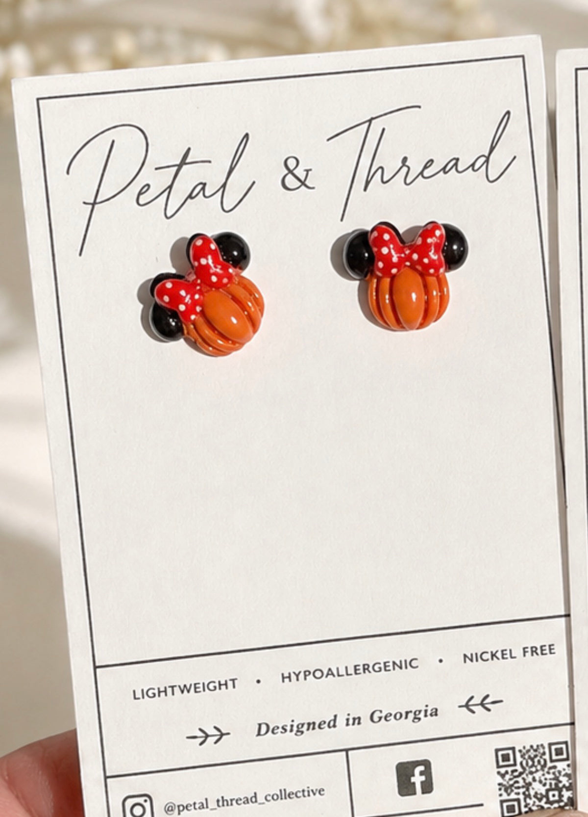 Pumpkin Bow Mouse Studs
