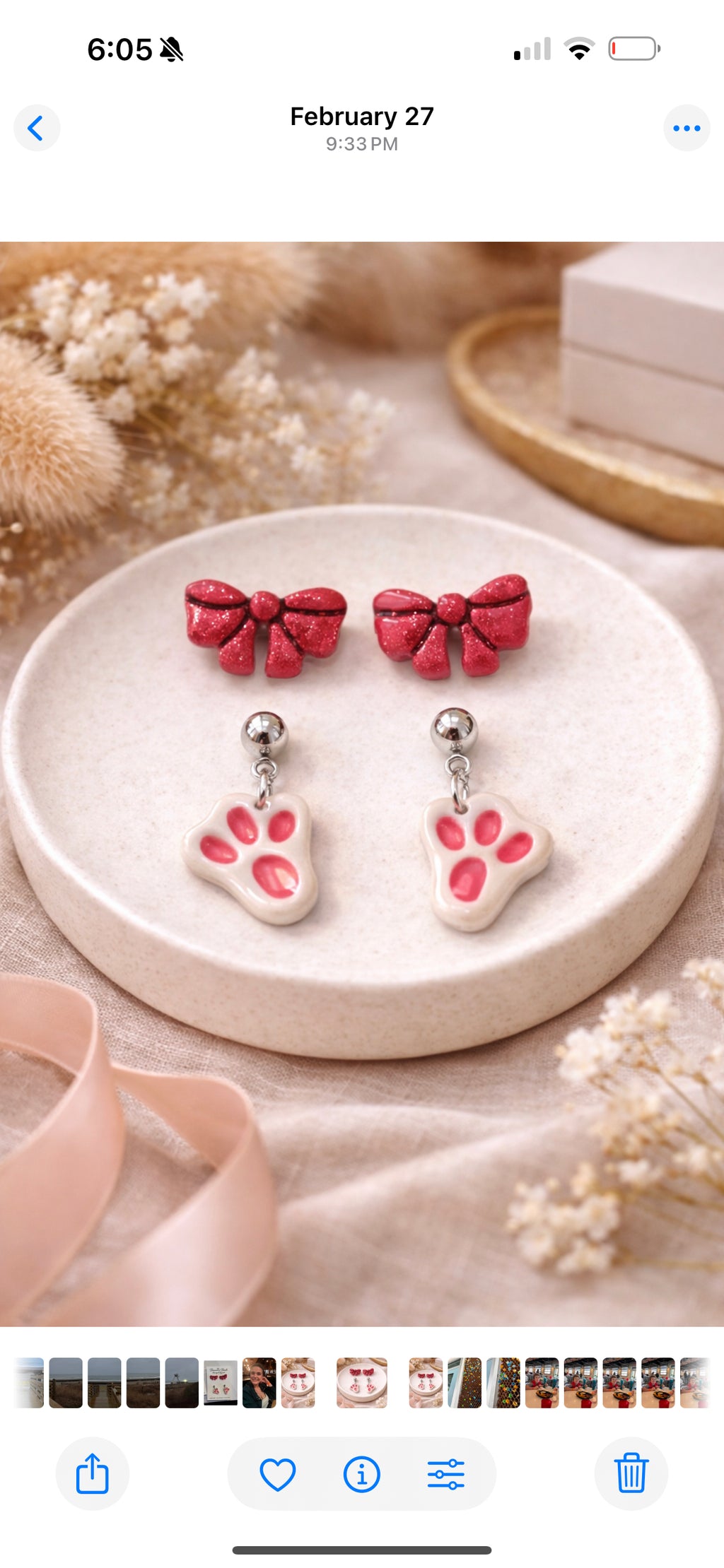 Pink Bow & Bunny Footprint Earring Set | Easter Jewelry Multi Pack