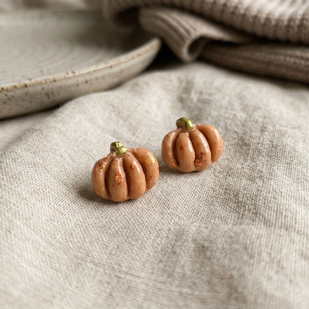 Golden Harvest Pumpkin Stud Earrings