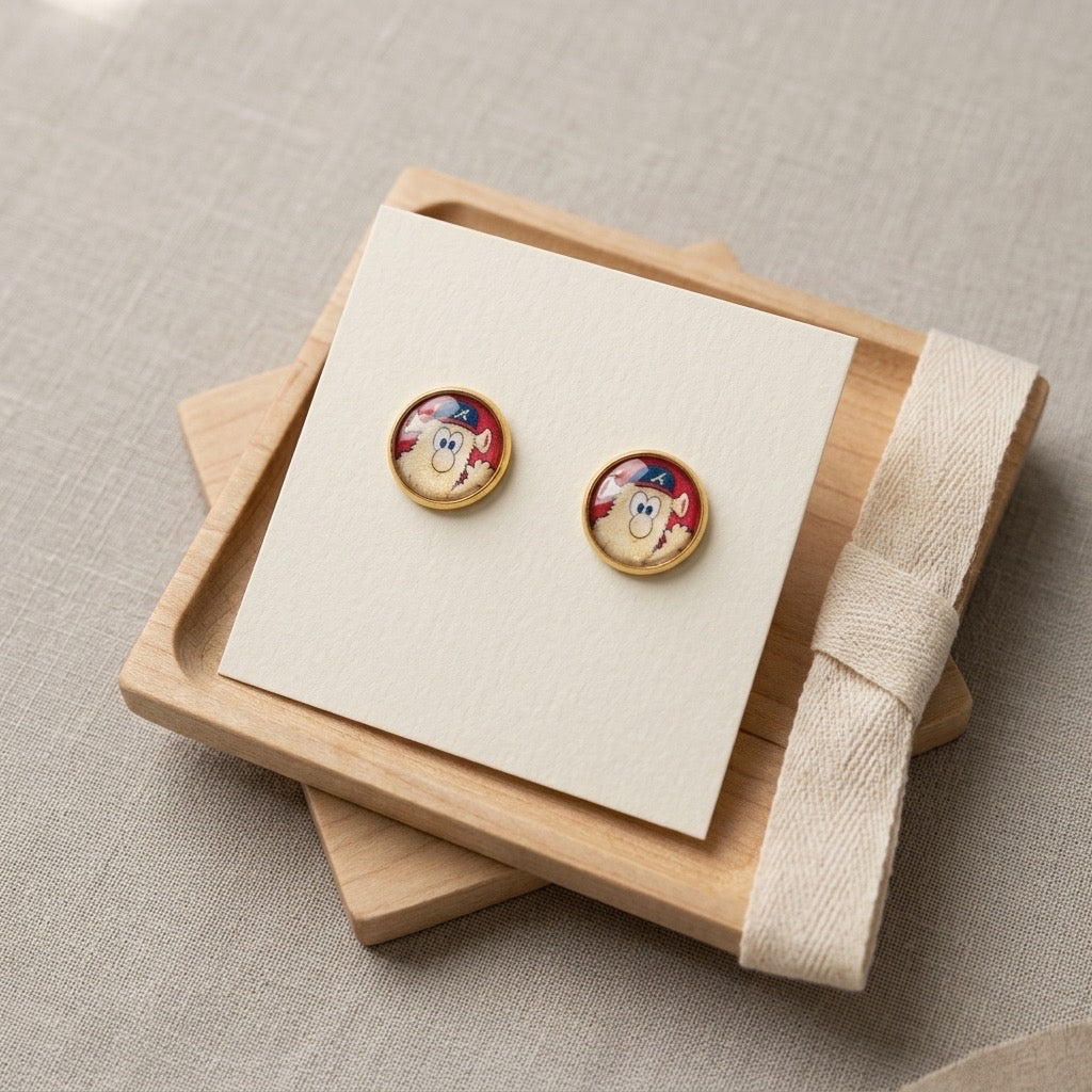 Blooper Mascot Braves inspired 12mm 18k gold plated studs
