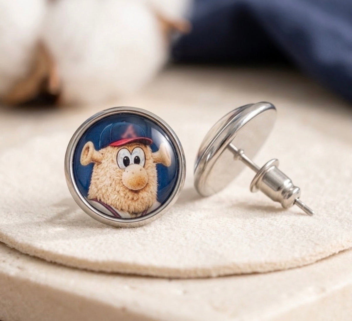Braves Blooper Mascot Blue Stainless Steel Studs