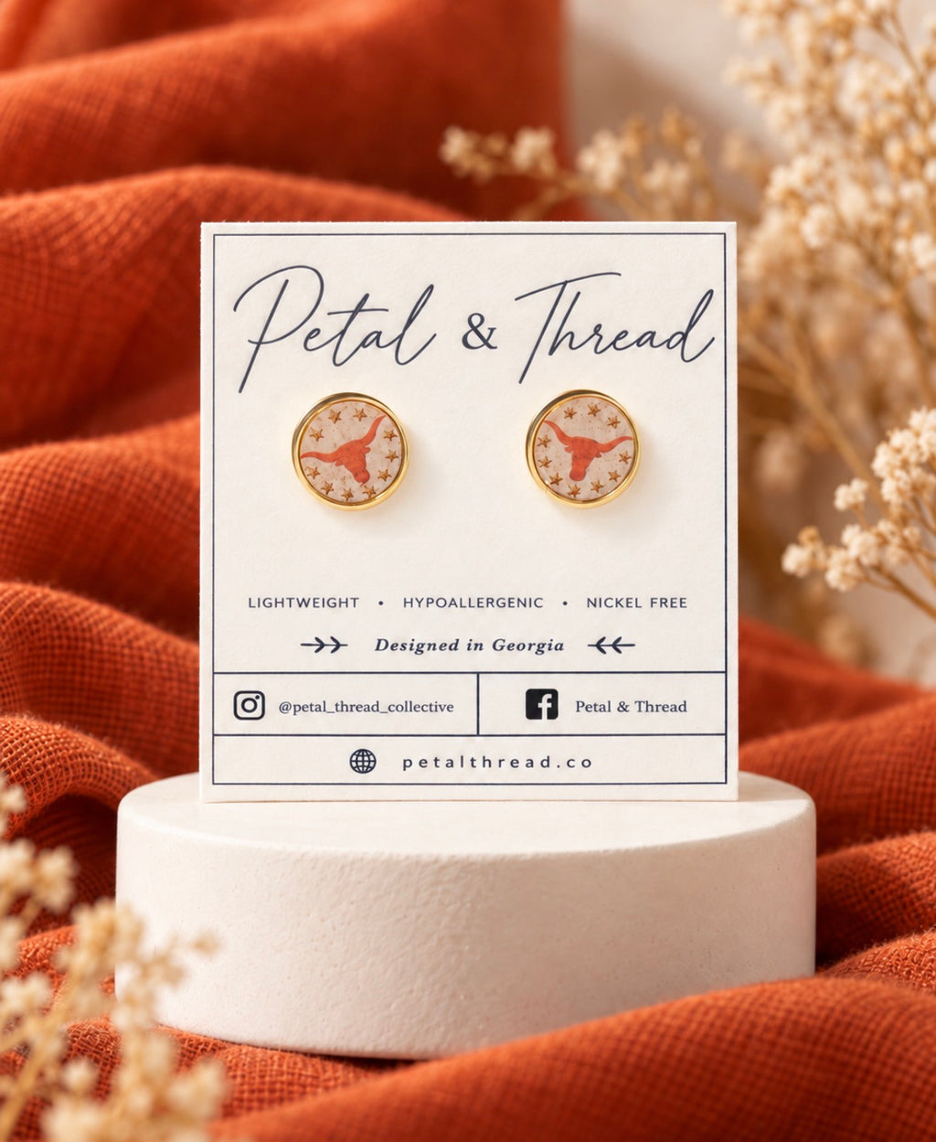 Texas Longhorns inspired 12mm round studs