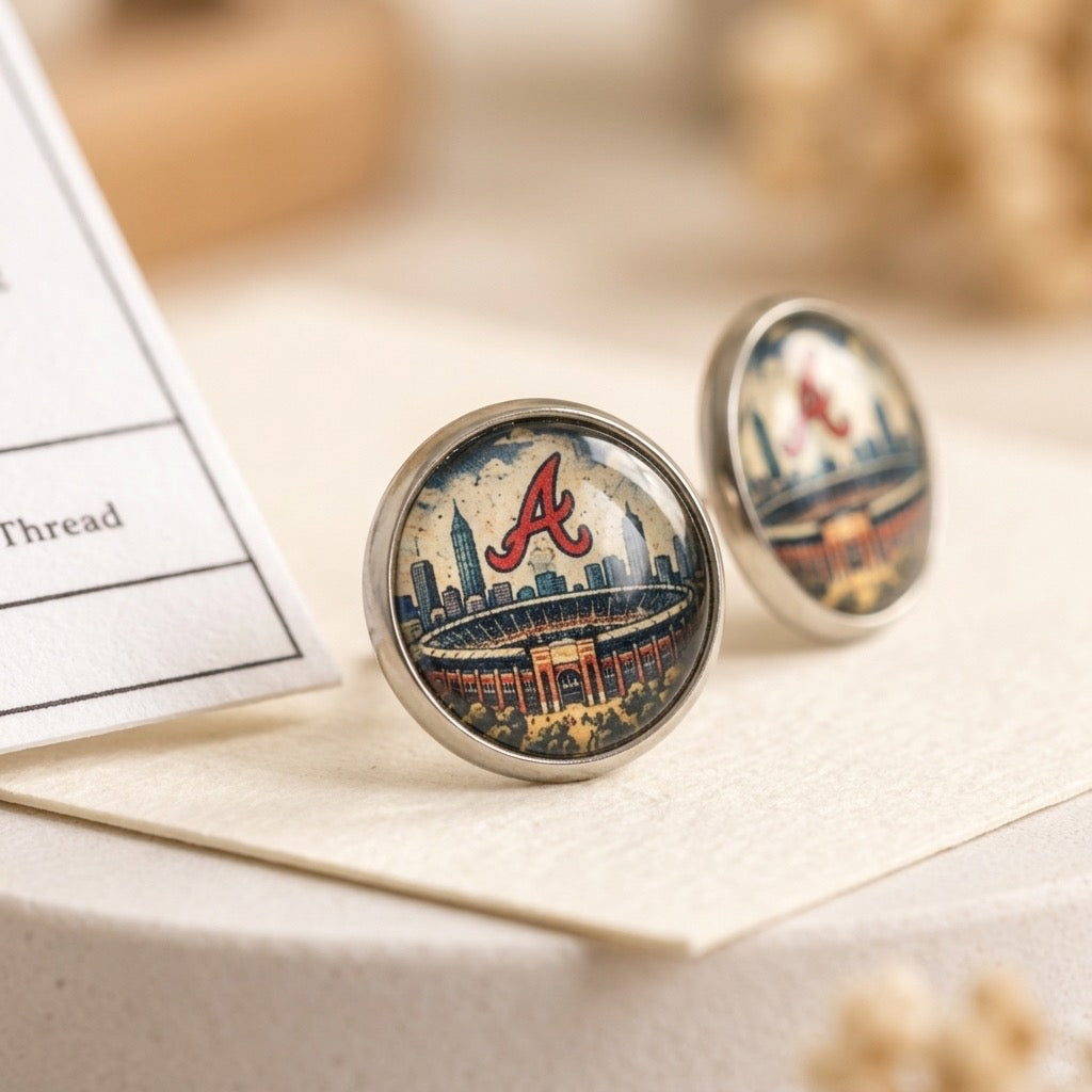 Atlanta Braves Baseball “A” Stud Earrings