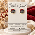 Georgia Bulldogs Red Helmet Mascot 12mm Gold Stud Earrings