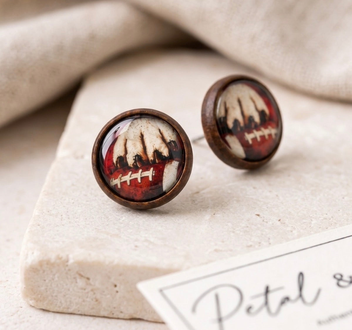 Georgia Bulldog Inspired Dog paw football 12mm wood post studs