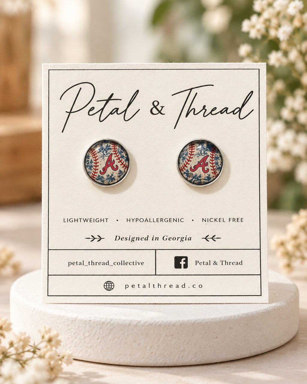 Atlanta Braves Baseball “A” Stud Earrings