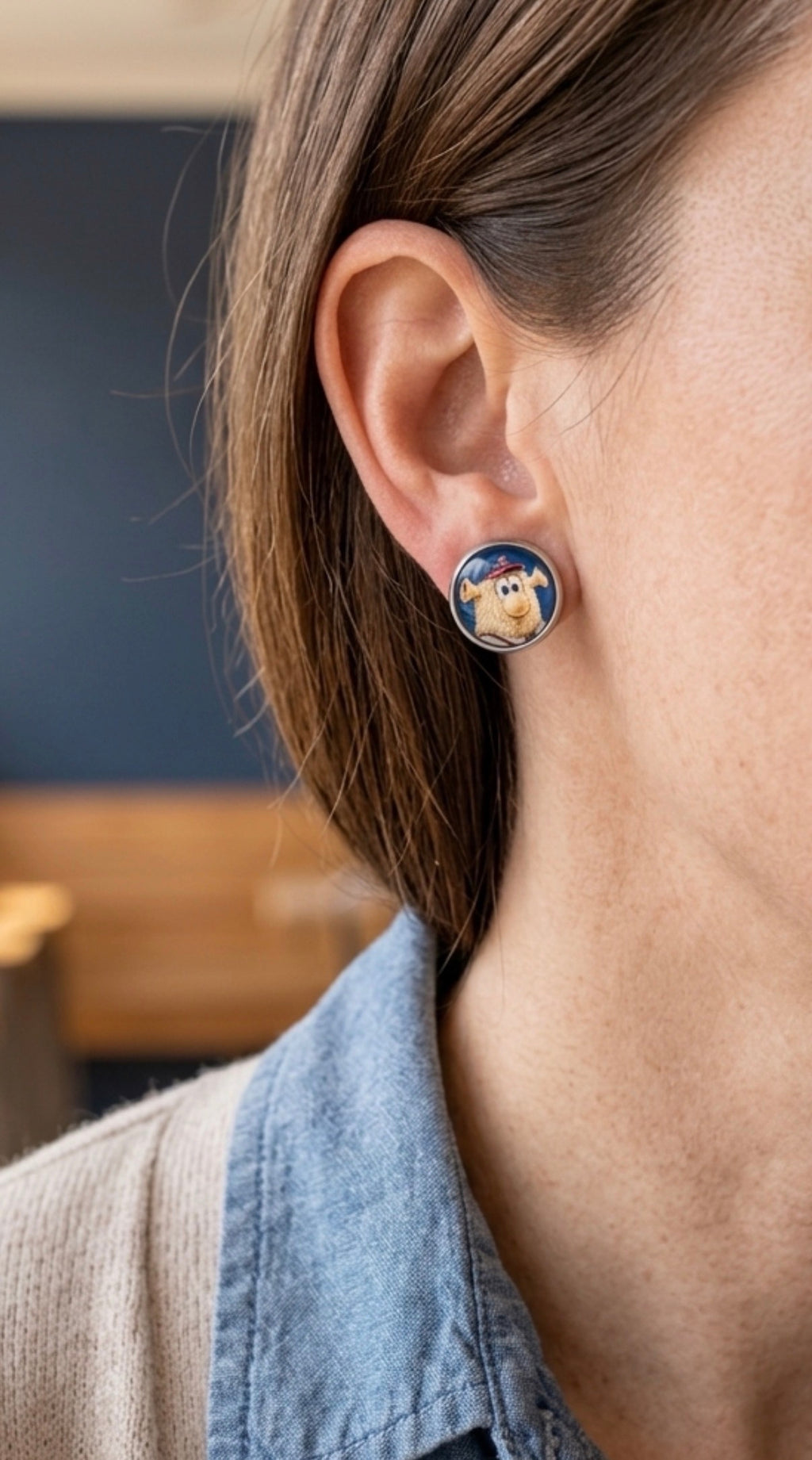 Braves Blooper Mascot Blue Stainless Steel Studs