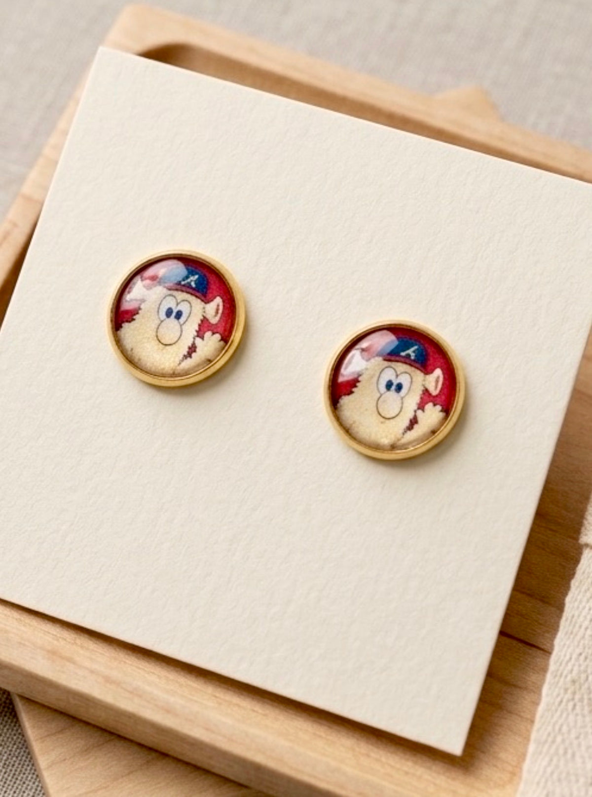 Blooper Mascot Braves inspired 12mm 18k gold plated studs