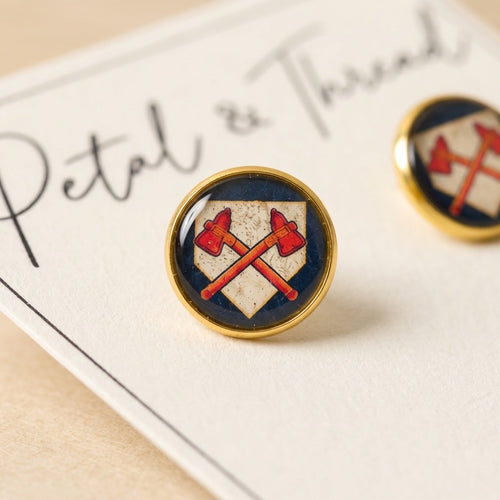 Braves inspired Tomahawk home plate 18k gold plated studs