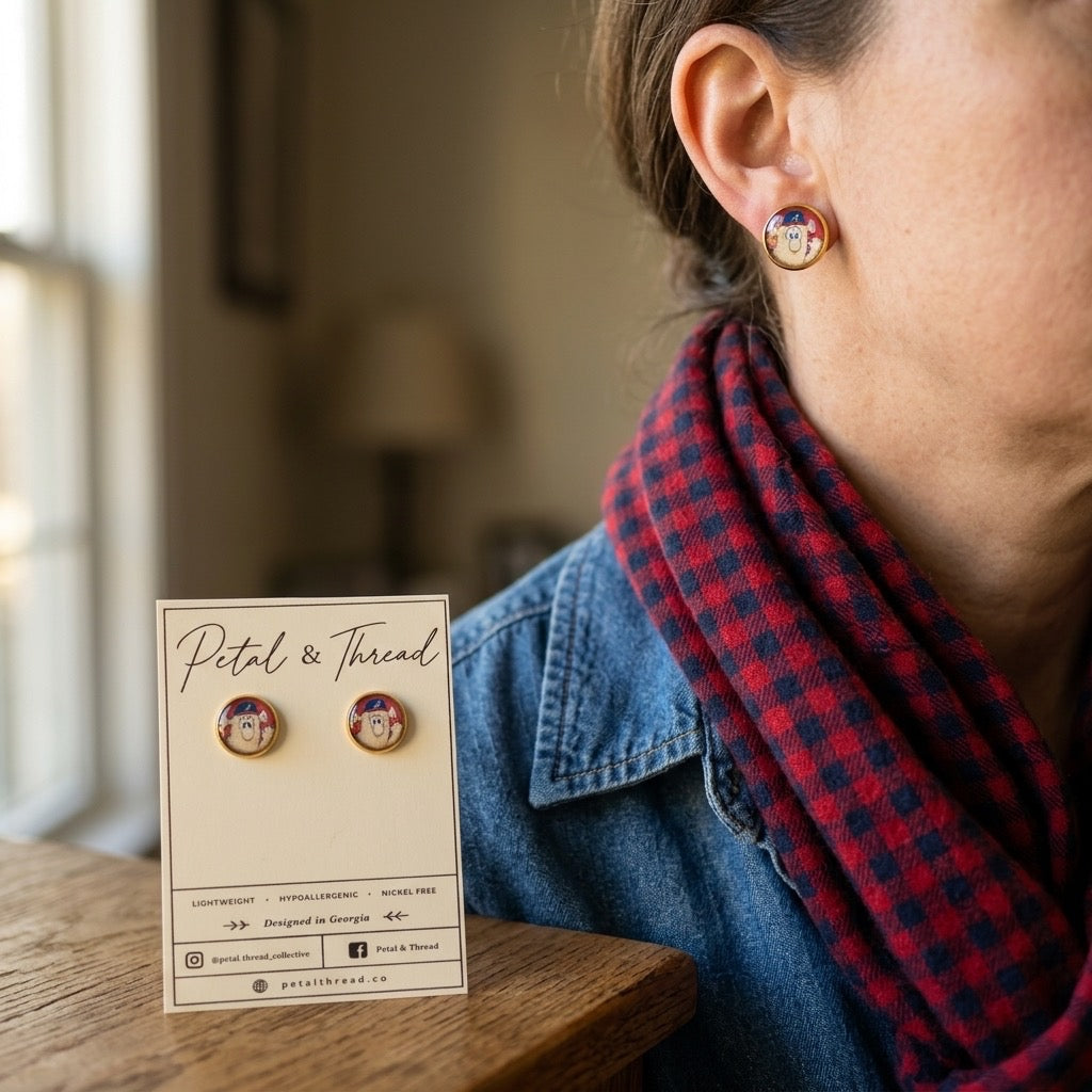 Blooper Mascot Braves inspired 12mm 18k gold plated studs