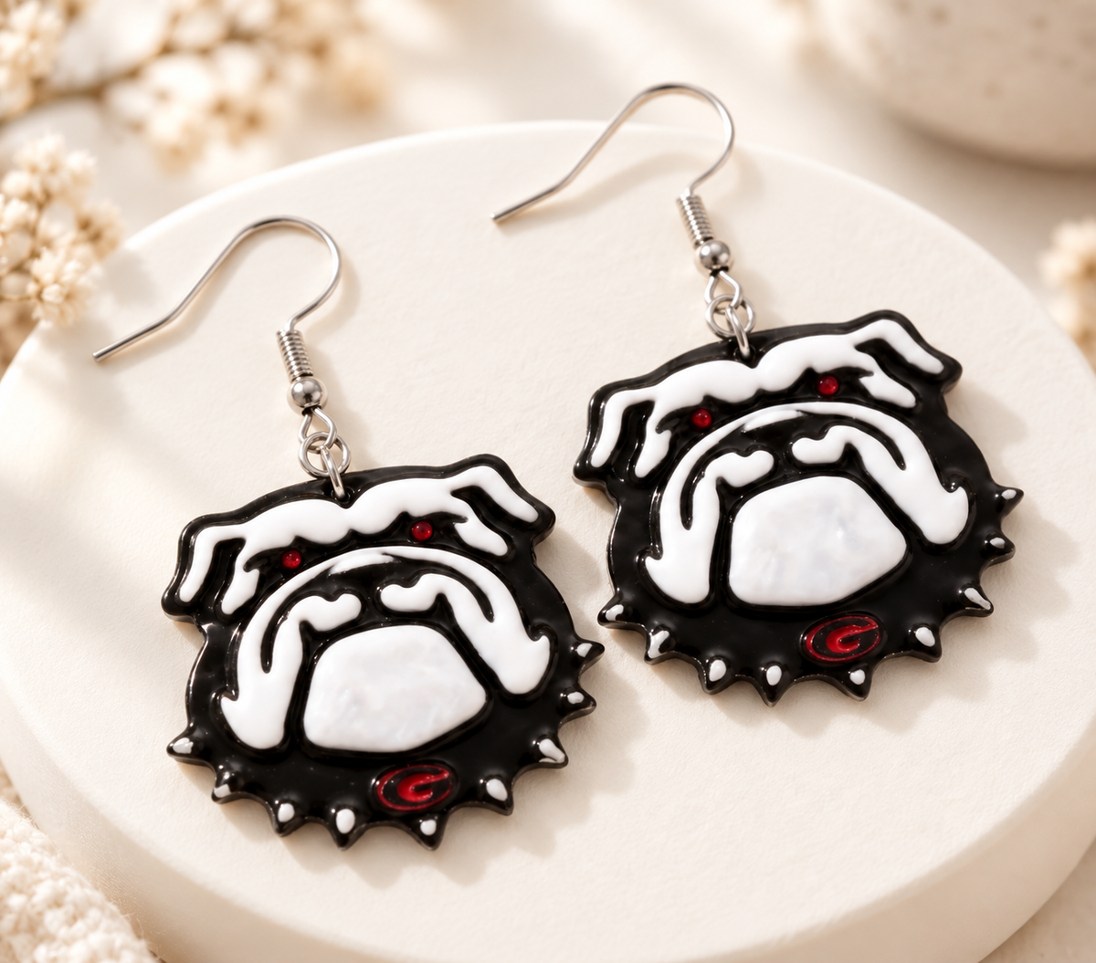 Bulldog Dangle Earrings | Lightweight Hypoallergenic Nickel Free