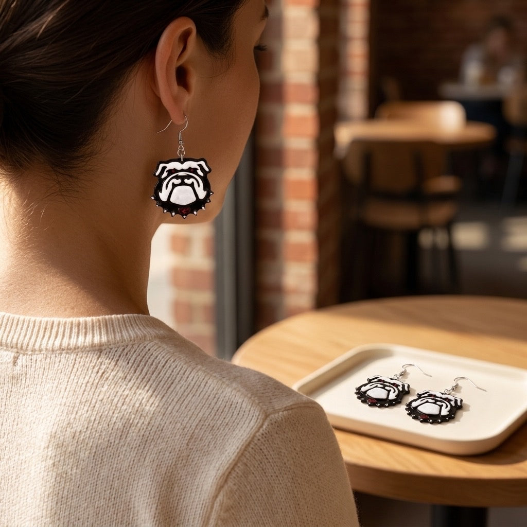Bulldog Dangle Earrings | Lightweight Hypoallergenic Nickel Free