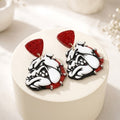 Georgia Bulldog Glitter Statement Dangle Earrings | Red, Black & White