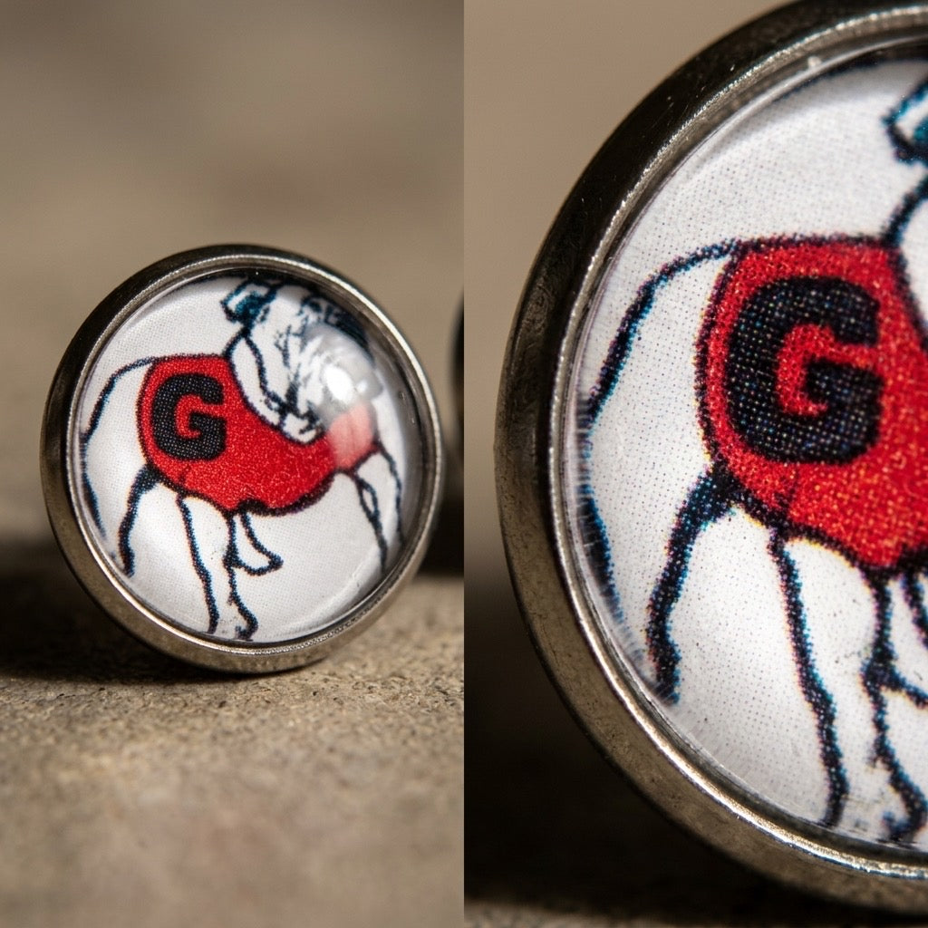 Red & Black Bulldog Game Day Stud Earrings